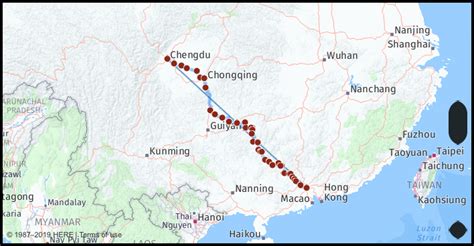 中江馮店至成都多少公里，從地圖上量起約為157公里